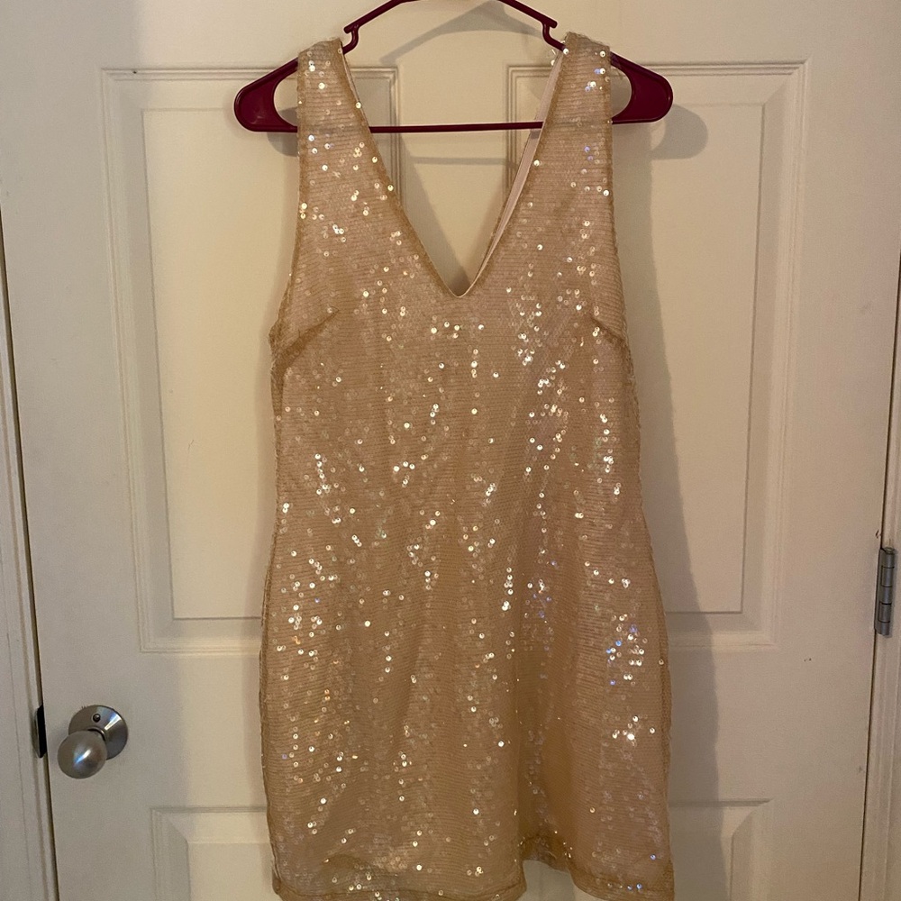 a new day Gold Sequin Midi Dress